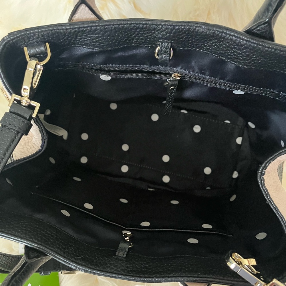 Kate Spade Black/Taupe Pebble Leather w/removable crossbody strap. - Picture 8 of 10